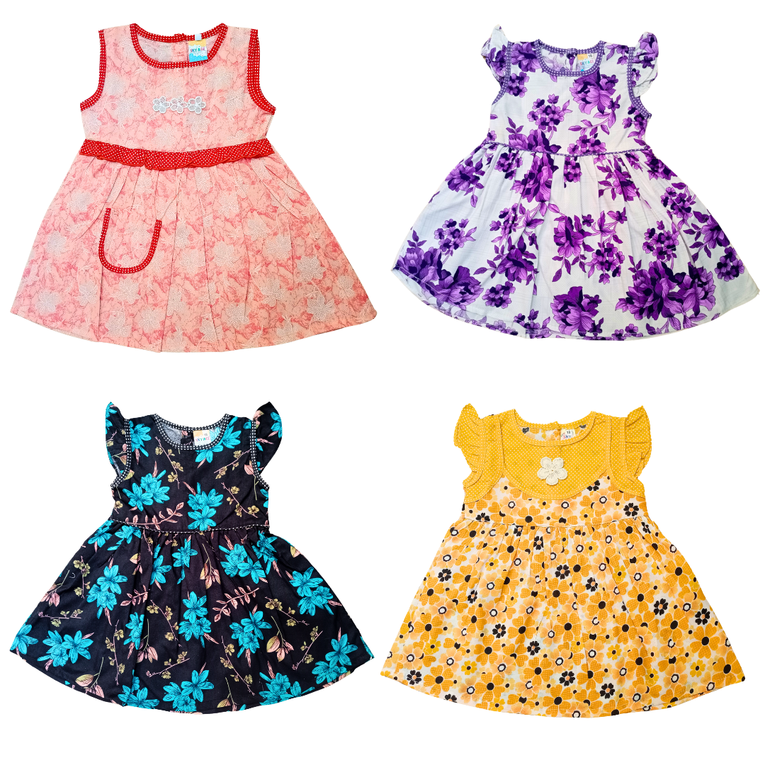 Girls cotton frock Pack of 4