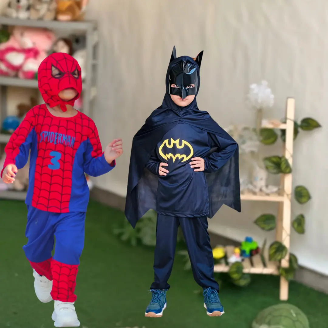 Spiderman & Batman Costume Dress for Kids (Pack of 2)