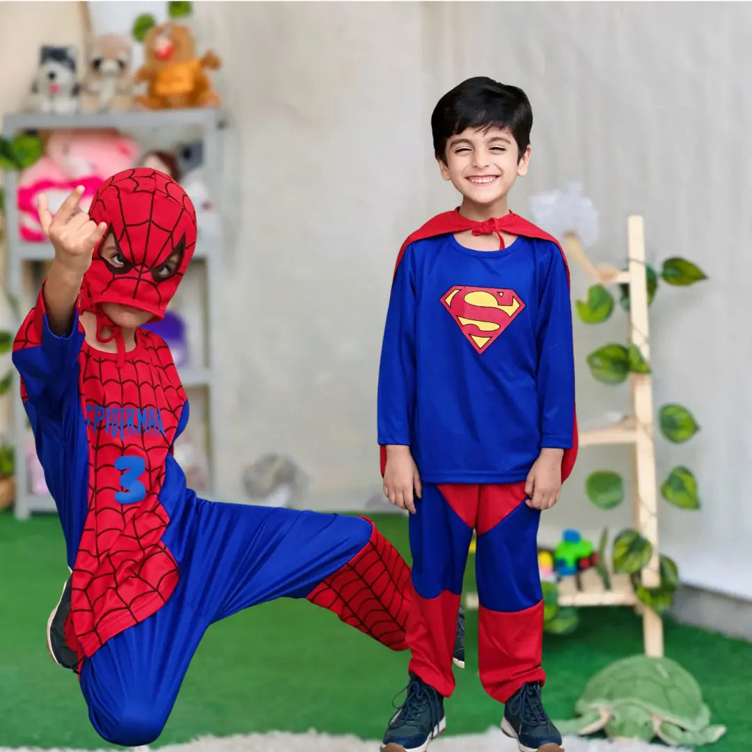 Spiderman & Superman Costume Dress For kids Pack of 2