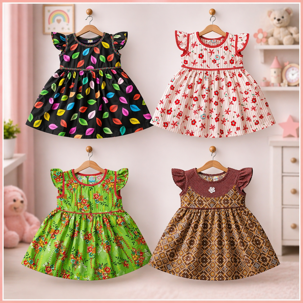 GIRLS FROCK PACK OF 4