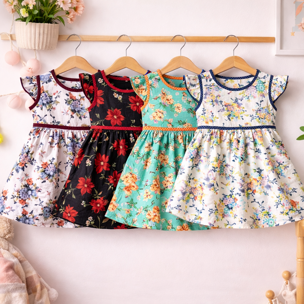 GIRLS FROCK PACK OF 4