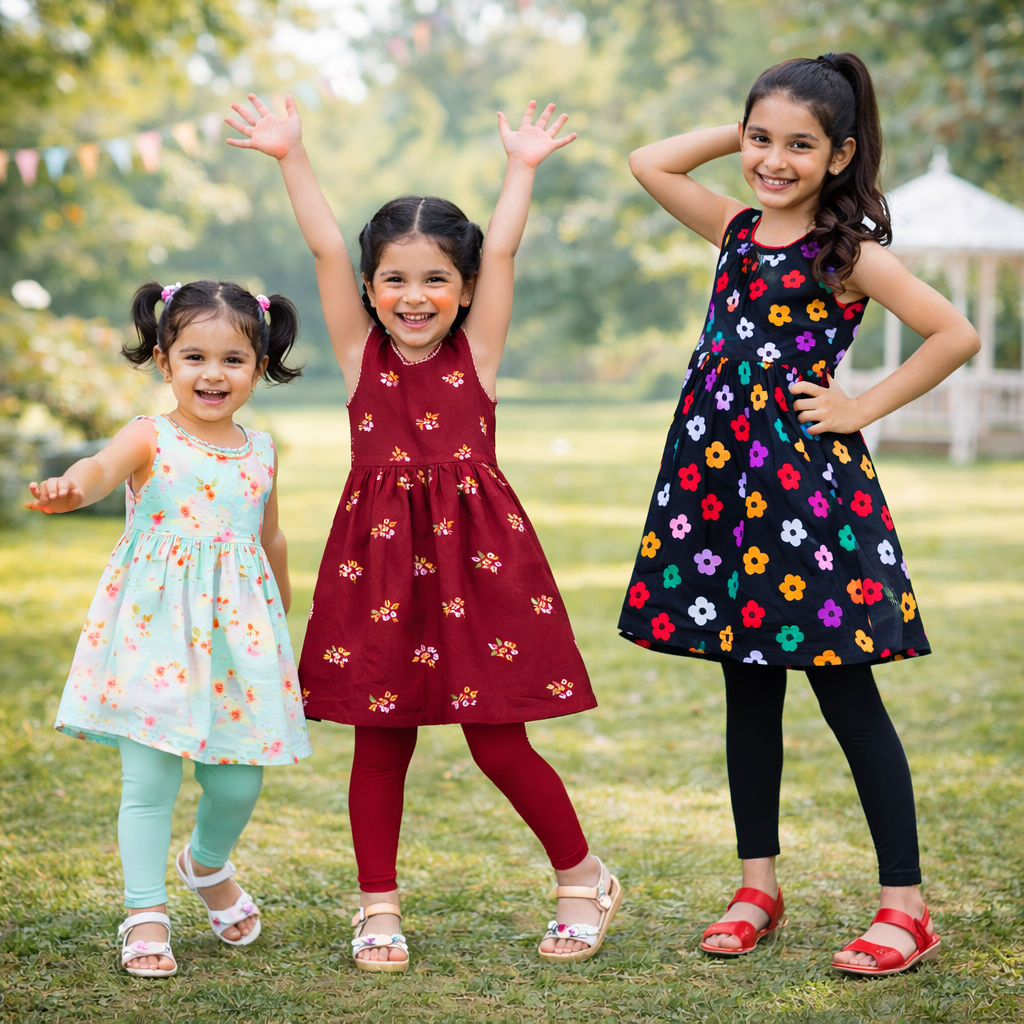 GIRLS PREMIUM COTTON FROCK PACK OF 3