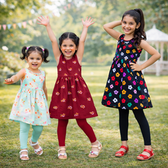 GIRLS PREMIUM COTTON FROCK PACK OF 3
