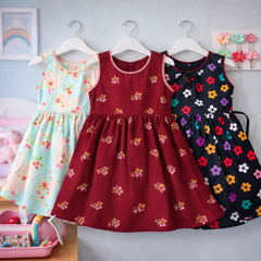 GIRLS PREMIUM COTTON FROCK PACK OF 3