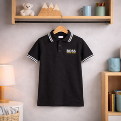 POLO T-SHIRT BOYS BLACK