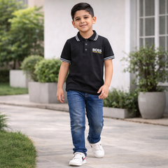 POLO T-SHIRT BOYS BLACK