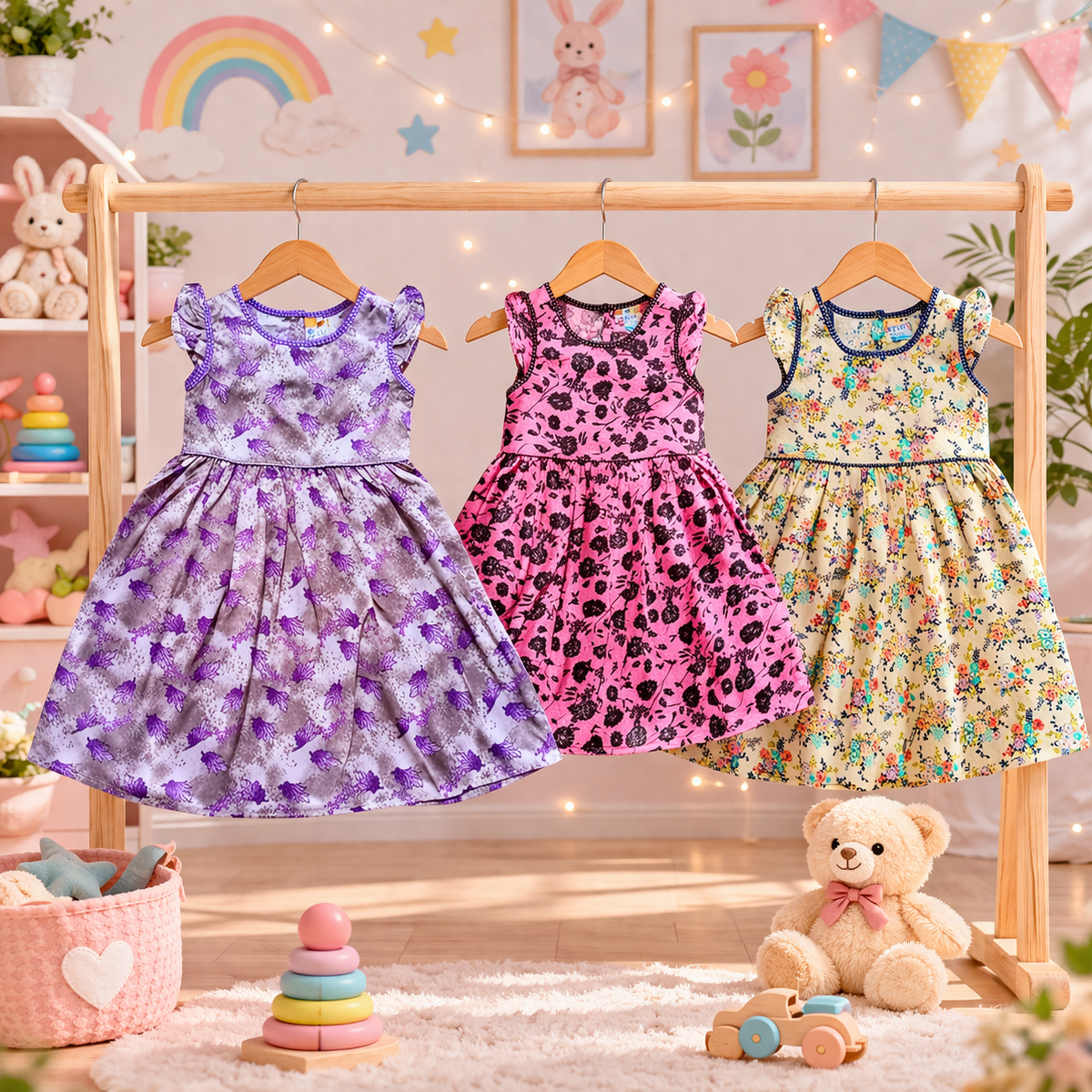 Cotton frock pack of 3