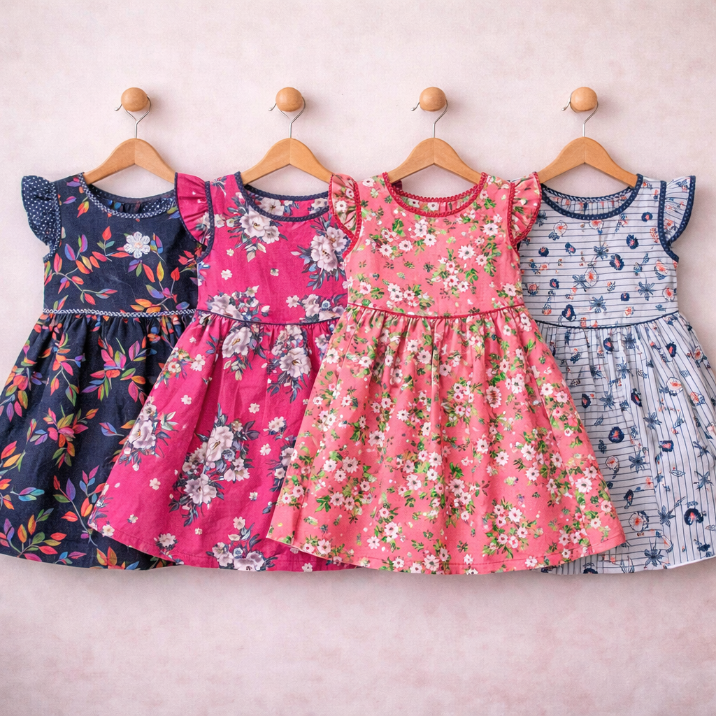 GIRLS FROCK PACK OF 4