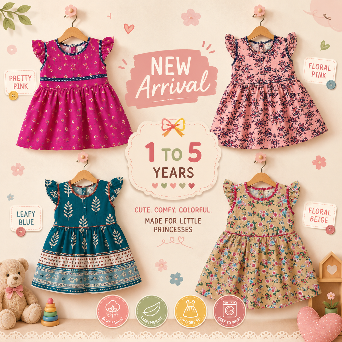 GIRLS FROCK PACK OF 4
