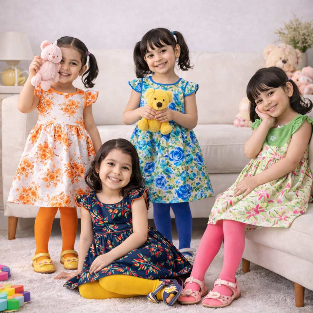 GIRLS FROCK PACK OF 4
