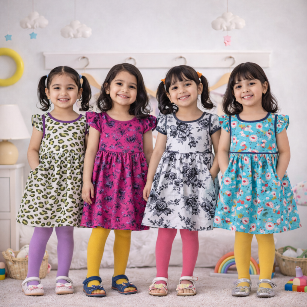 GIRLS FROCK PACK OF 4